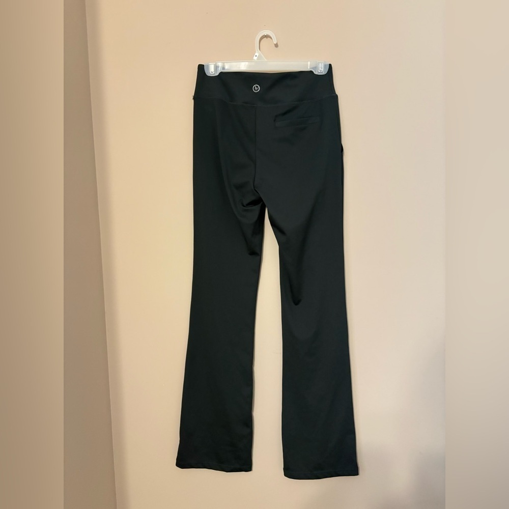 Women's Dark Green Flared Yoga Dress Pants High Waist Stretchy w/ Pockets S - Picture 4 of 6